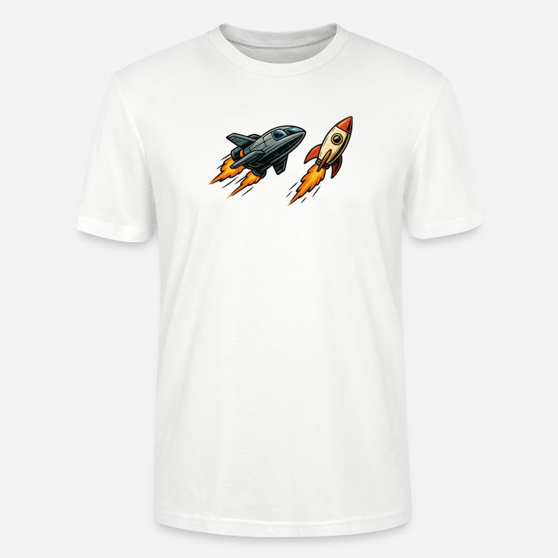 Espace de dessin animé Rocket Sprint - T-shirt bio CRAFTER Stanley Stella Unisexe - blanc