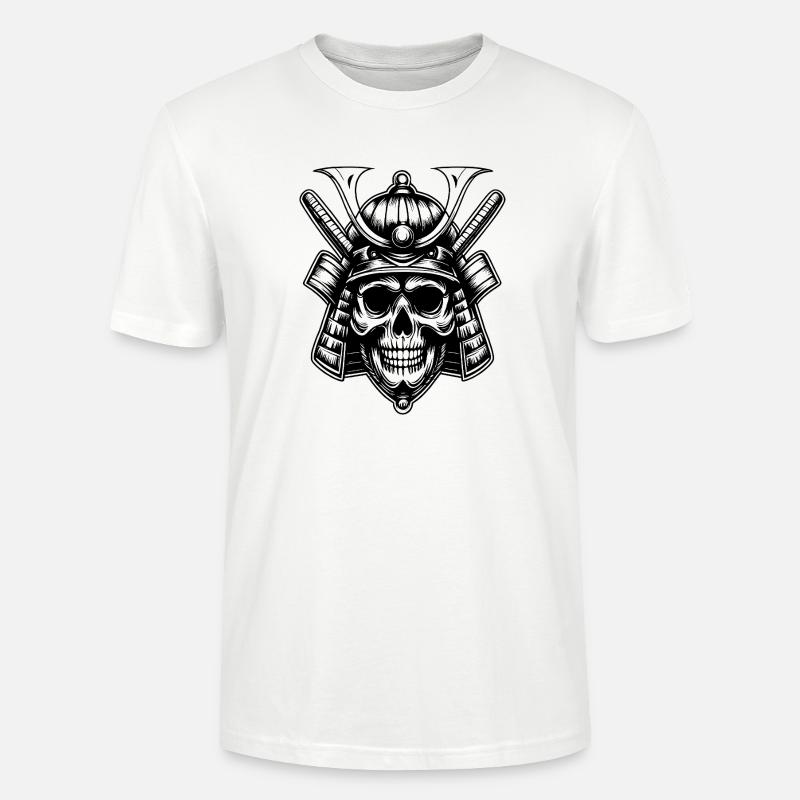 Skull Samurai Warrior Emblem - Stanley/Stella CRAFTER Unisex Organic T-Shirt - white