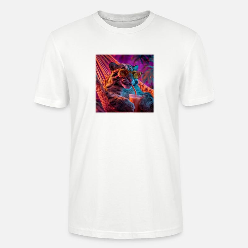 Chilliger Leopard Hängematte Neon Style - Stanley/Stella Unisex Bio-T-Shirt CRAFTER - Weiß