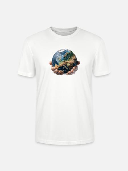 Earth in Hands: Global Responsibility - Stanley/Stella CRAFTER Unisex Organic T-Shirt - white