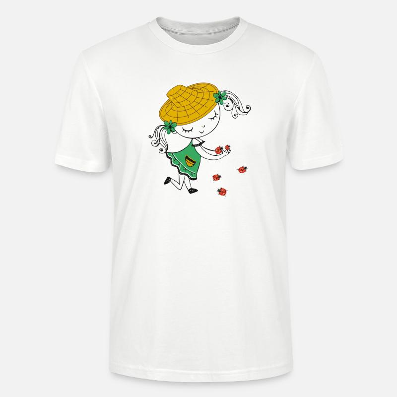 Mädchen mit Strohhut und Marienkäfer - Stanley/Stella Unisex Bio-T-Shirt CRAFTER - Weiß