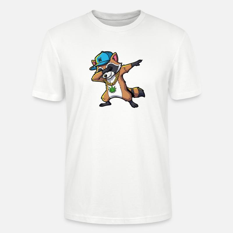 Dabbing Waschbär mit Hanfblatt - Stanley/Stella Unisex Bio-T-Shirt CRAFTER - Weiß