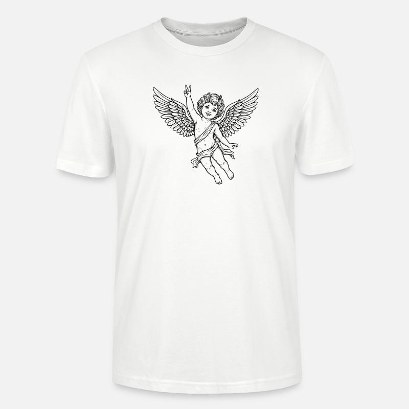 Fröhlicher Friedens-Engel mit Peace-Zeichen - Stanley/Stella Unisex Bio-T-Shirt CRAFTER - Weiß