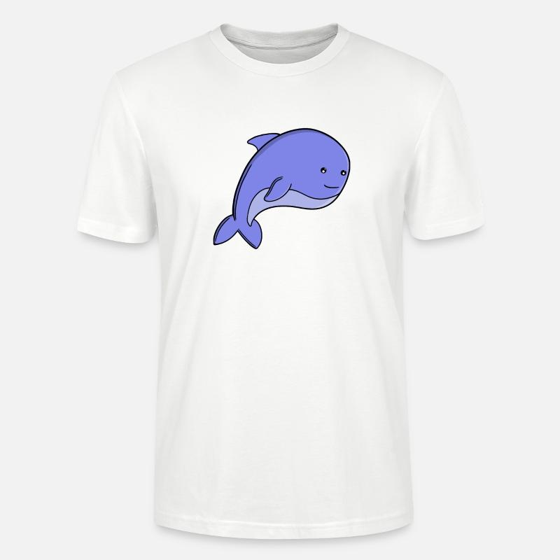 Süßer blauer Fisch-Kawaii-Delfin- oder Schweinswal-Cartoon - Stanley/Stella Unisex Bio-T-Shirt CRAFTER - Weiß