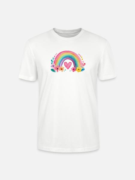 Regenbogen mit Herz & Blumen – Aquarell Liebe - Stanley/Stella Unisex Bio-T-Shirt CRAFTER - Weiß