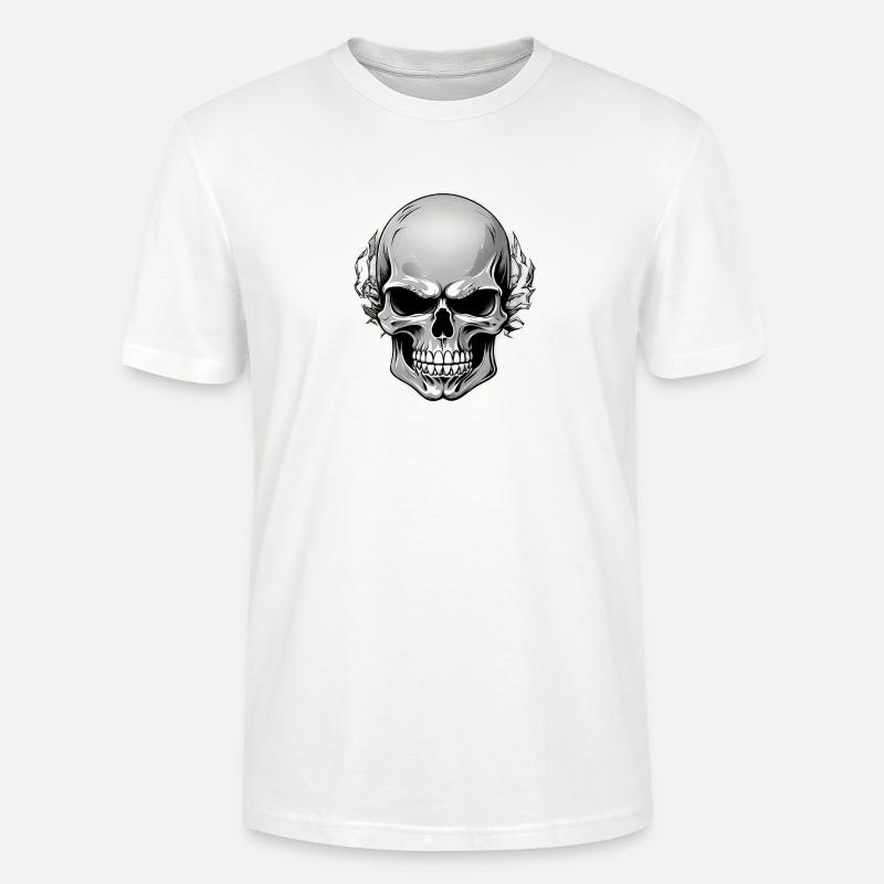 Schädel mit dunklem Blattkranz - Stanley/Stella Unisex Bio-T-Shirt CRAFTER - Weiß