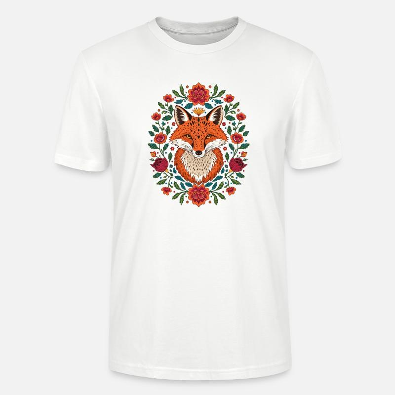Fuchs im Blütenkranz Farbexplosion - Stanley/Stella Unisex Bio-T-Shirt CRAFTER - Weiß