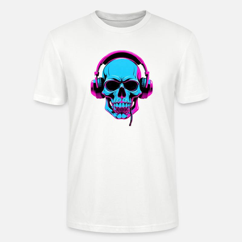 Neon Skull mit Kopfhörern - Stanley/Stella Unisex Bio-T-Shirt CRAFTER - Weiß