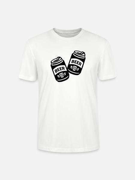 Zwei Bierdosen Schwarz Symbol - Stanley/Stella Unisex Bio-T-Shirt CRAFTER - Weiß