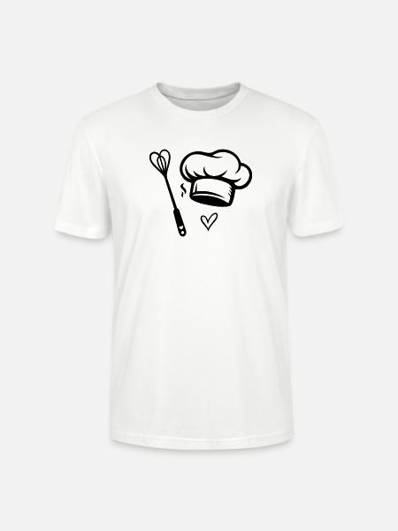 Chef's Hat & Heart Whisk - Cooking with Love - Stanley/Stella CRAFTER Unisex Organic T-Shirt - white