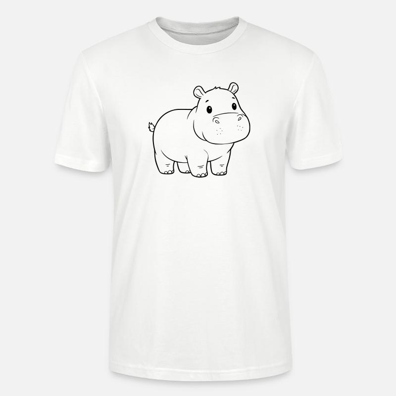 Süßes Baby Nilpferd Comic Outline - Stanley/Stella Unisex Bio-T-Shirt CRAFTER - Weiß
