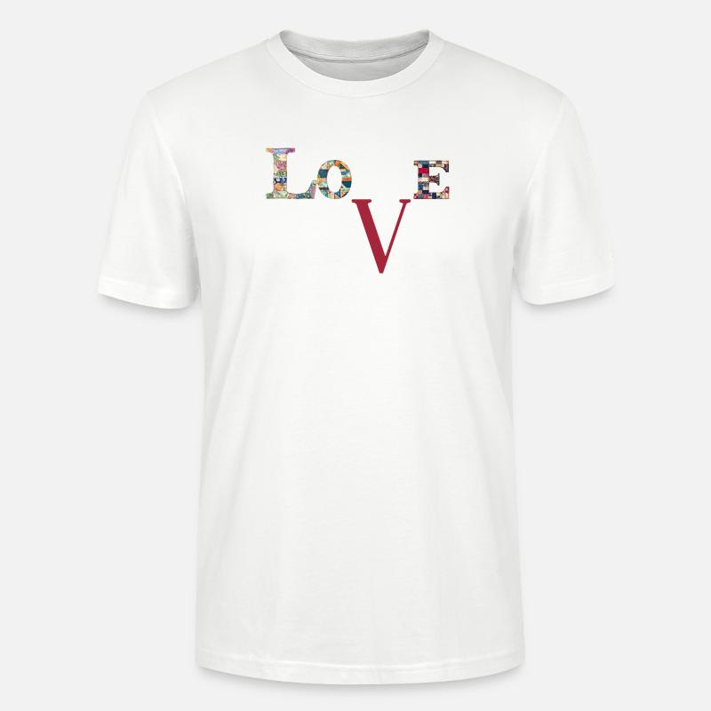 Love Patchwork Typography - Stanley/Stella CRAFTER Unisex Organic T-Shirt - white