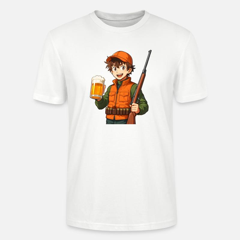 Jägerheld mit Bier und Flinte - Stanley/Stella Unisex Bio-T-Shirt CRAFTER - Weiß
