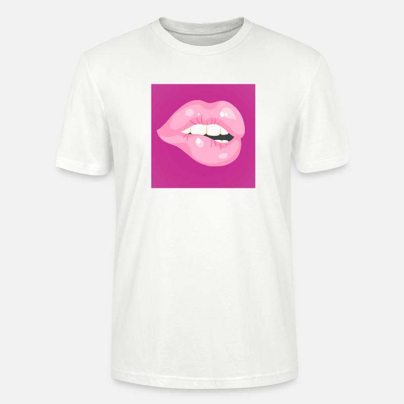 Glänzender pinker Lippenbiss auf Magenta - Stanley/Stella Unisex Bio-T-Shirt CRAFTER - Weiß