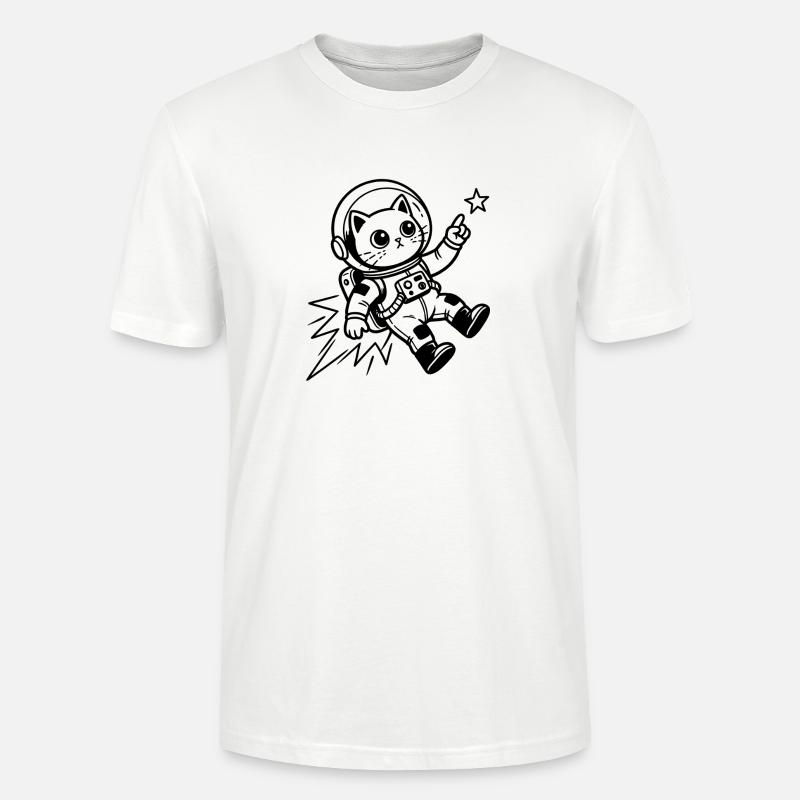 Astronaute chat dans l’espace - T-shirt bio CRAFTER Stanley Stella Unisexe - blanc