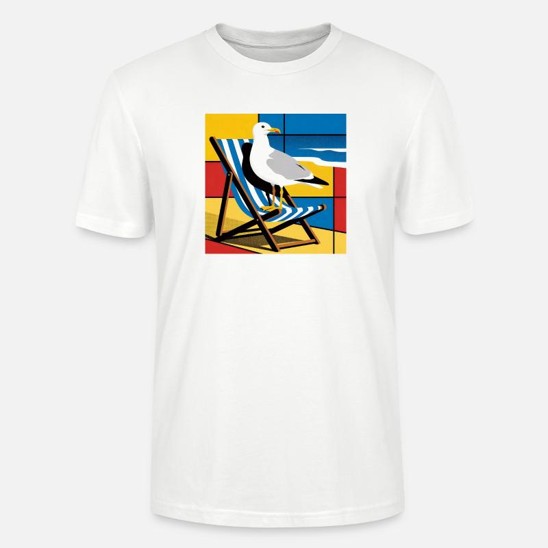 Seemöwe auf Strandstuhl Popkunst - Stanley/Stella Unisex Bio-T-Shirt CRAFTER - Weiß