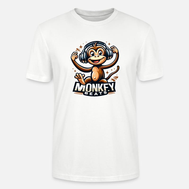Monkey Beats Kopfhörer DJ - Stanley/Stella Unisex Bio-T-Shirt CRAFTER - Weiß