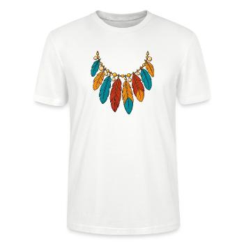 Indianer Kostüm Indianerin Halskette Feder Kette - Stanley/Stella Unisex Bio-T-Shirt CRAFTER - Weiß - Vorne - Alina (178cm) & Michal (187cm)