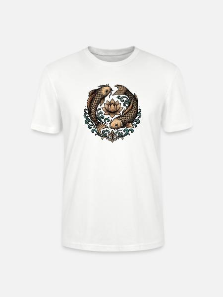 Koi and Lotus Circle Harmony Tattoo - Stanley/Stella CRAFTER Unisex Organic T-Shirt - white