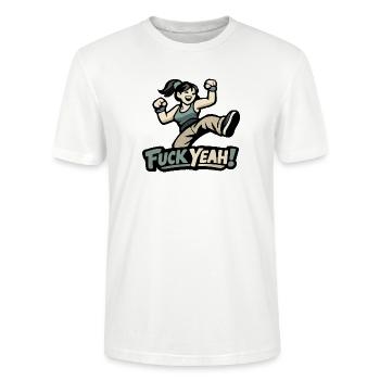 Motivierte Frau / Mädchen "Fuck Yeah" - Stanley/Stella Unisex Bio-T-Shirt CRAFTER - Weiß - Vorne - Alina (178cm) & Michal (187cm)