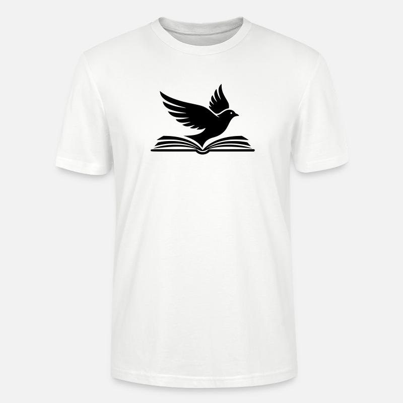  Buch Vogel Silhouette Schwarz - Stanley/Stella Unisex Bio-T-Shirt CRAFTER - Weiß