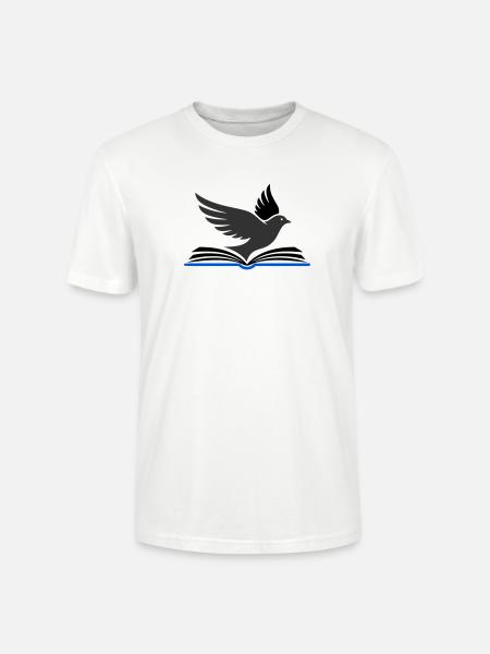 Bird flies out of book - Stanley/Stella CRAFTER Unisex Organic T-Shirt - white