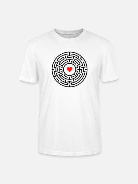 Labyrinth Heart Maze - Stanley/Stella CRAFTER Unisex Organic T-Shirt - white