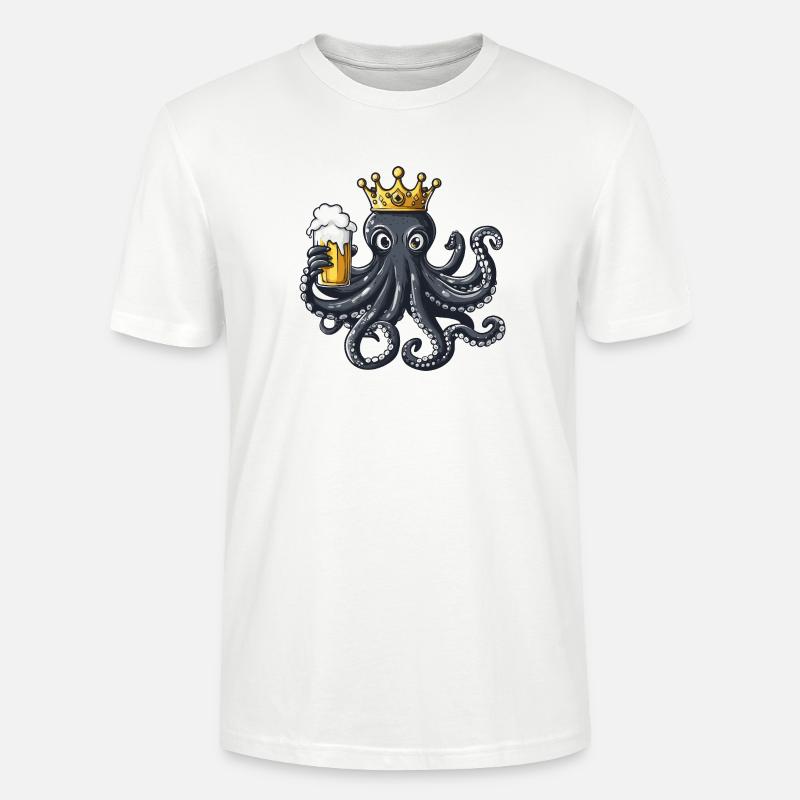 Roi de la bière Octopus - T-shirt bio CRAFTER Stanley Stella Unisexe - blanc