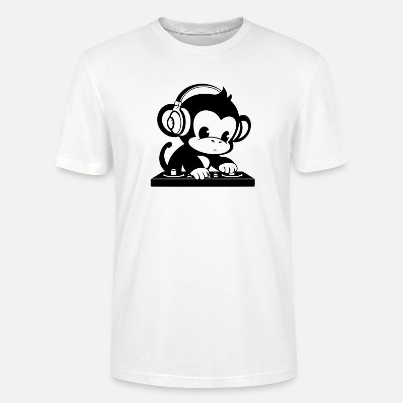 DJ Affe mit Kopfhörern - Stanley/Stella Unisex Bio-T-Shirt CRAFTER - Weiß