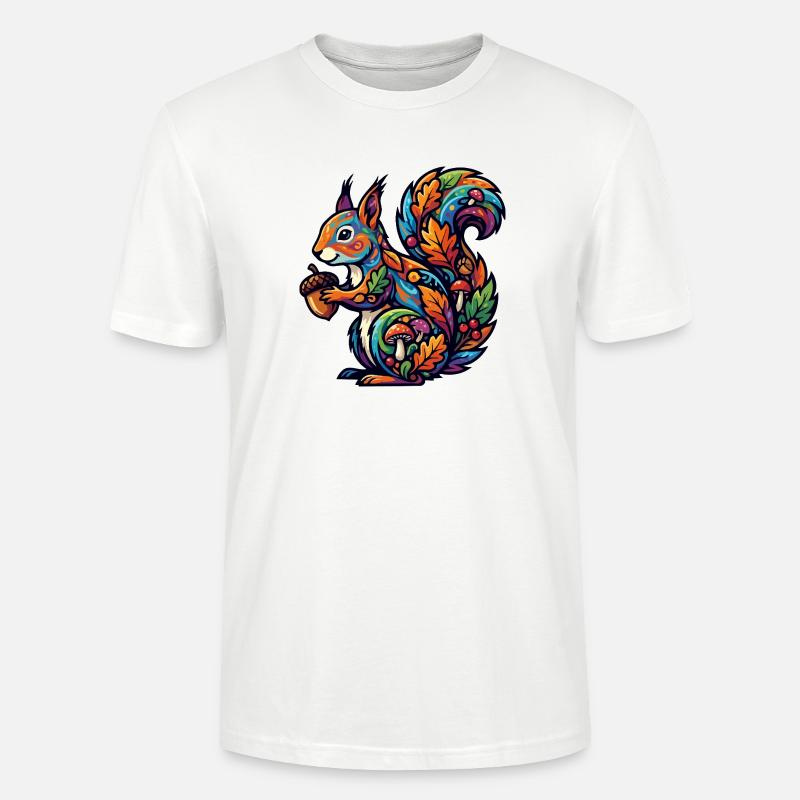 Buntes Eichhörnchen Herbstzauber Nuss Waldbewohner - Stanley/Stella Unisex Bio-T-Shirt CRAFTER - Weiß