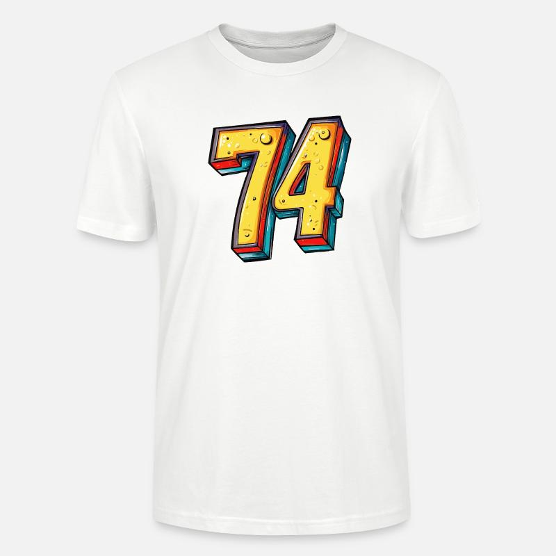 74 Zahl Bunt - Stanley/Stella Unisex Bio-T-Shirt CRAFTER - Weiß