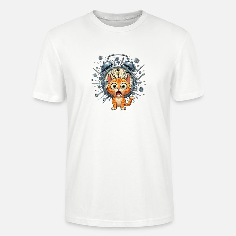 Chat steampunk devant Clockwork - T-shirt bio CRAFTER Stanley Stella Unisexe - blanc