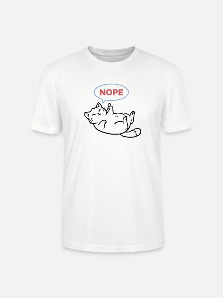 Laughing Cat Nope Middle Finger - Stanley/Stella CRAFTER Unisex Organic T-Shirt - white