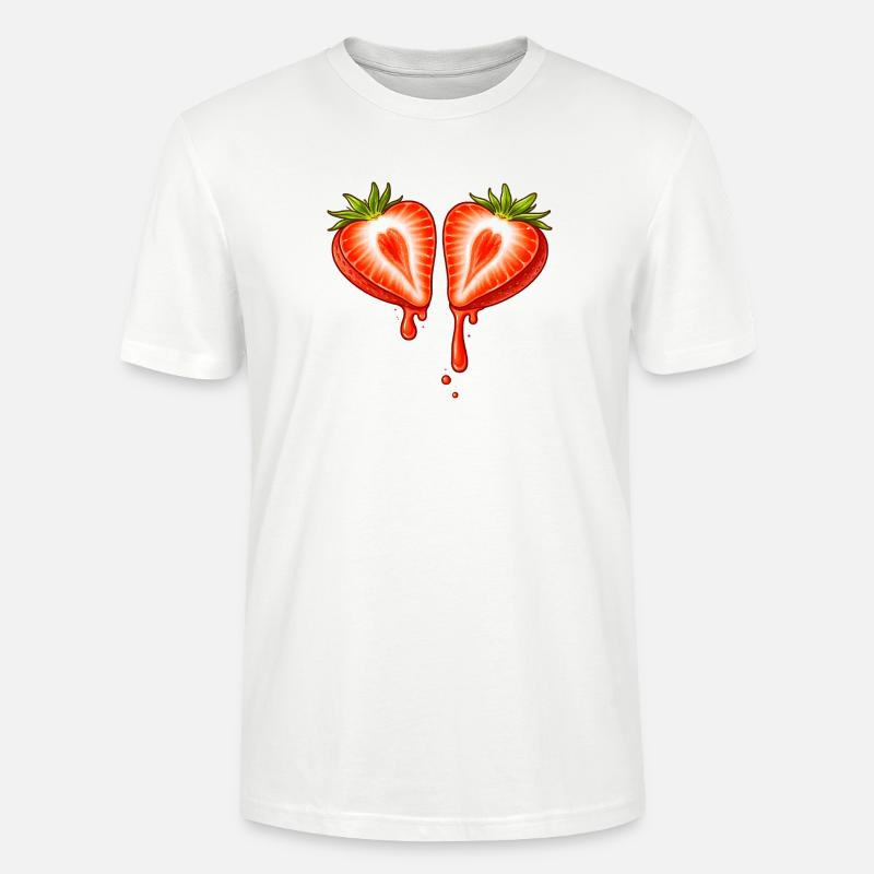 Geteilte Erdbeere mit Herzform  - Stanley/Stella Unisex Bio-T-Shirt CRAFTER - Weiß