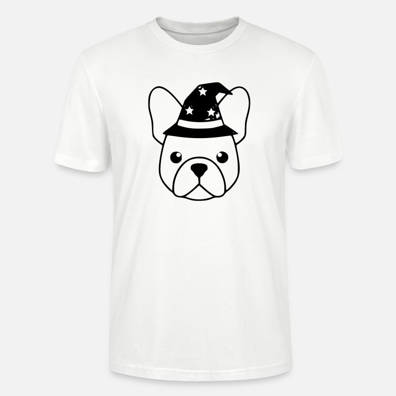 Frenchie Zauberer Hut Outline - Stanley/Stella Unisex Bio-T-Shirt CRAFTER - Weiß