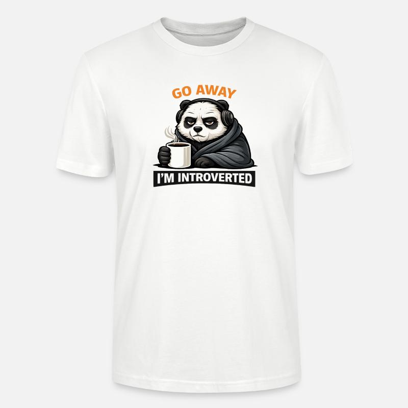 Introvertierter Panda Kaffee-Tee - Stanley/Stella Unisex Bio-T-Shirt CRAFTER - Weiß