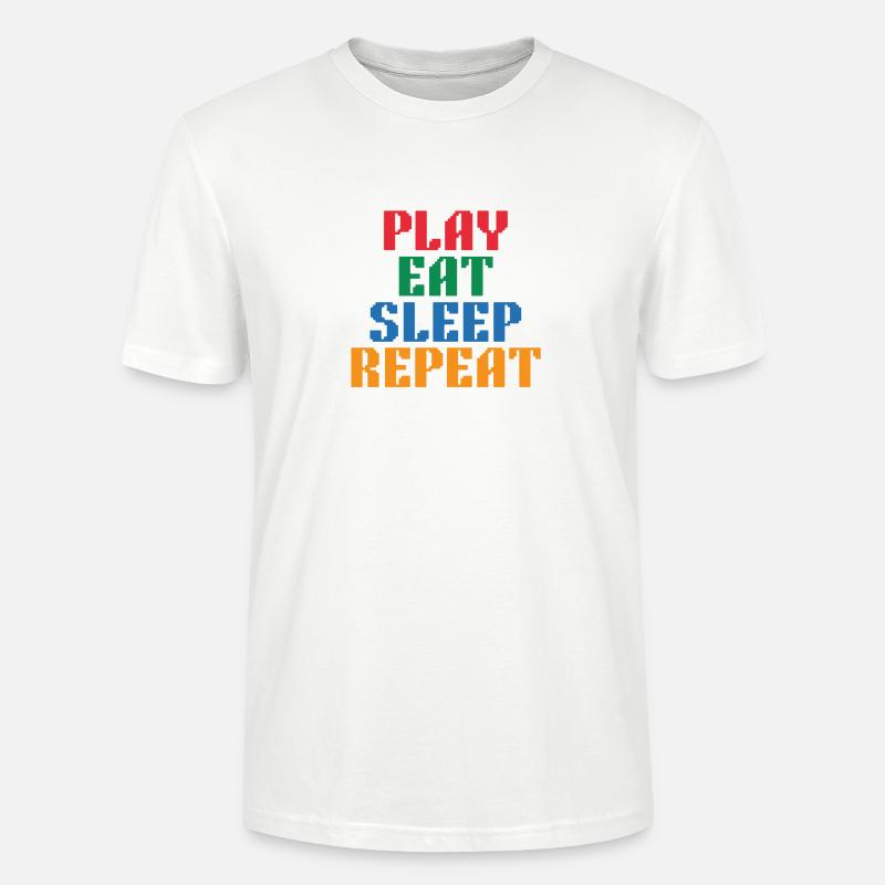 Jouez Manger Sommeil Répéter le Pixel - T-shirt bio CRAFTER Stanley Stella Unisexe - blanc