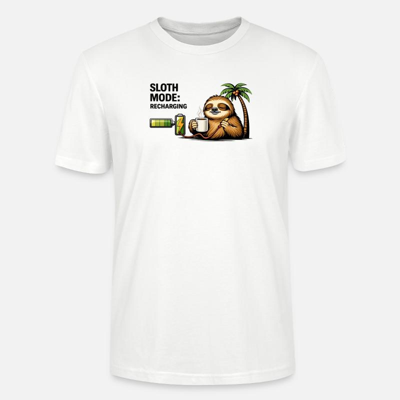 Sloth Mode Recharging Coffee - Stanley/Stella CRAFTER Unisex Organic T-Shirt - white