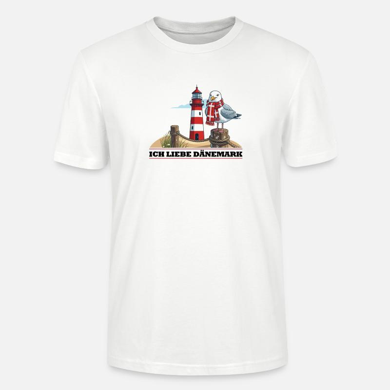 Leuchtturm Möwe mit Schal - Stanley/Stella Unisex Bio-T-Shirt CRAFTER - Weiß