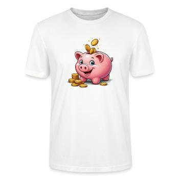 Sparschwein Glücksgold - Stanley/Stella Unisex Bio-T-Shirt CRAFTER - Weiß - Vorne - Alina (178cm) & Michal (187cm)