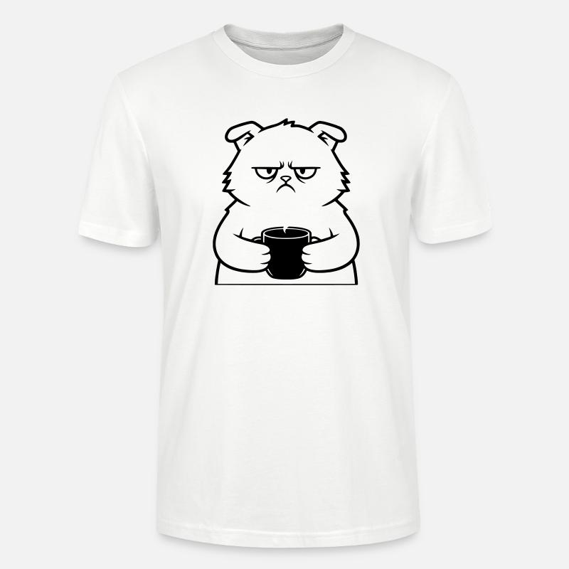 Böse Katze Kaffee Outline - Stanley/Stella Unisex Bio-T-Shirt CRAFTER - Weiß