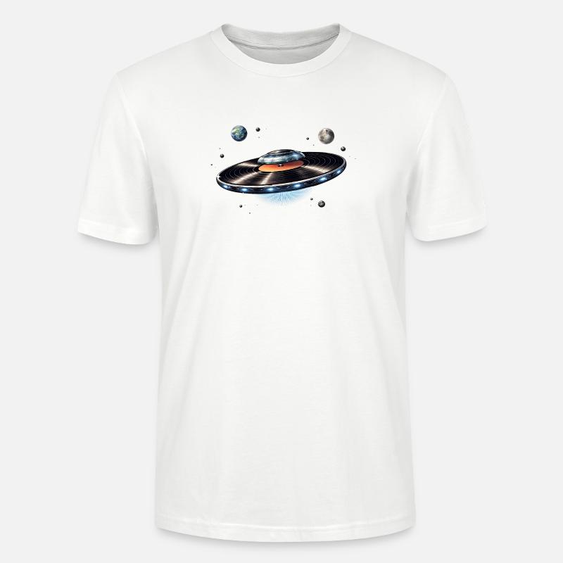 OVNI tiré d’un disque vinyle dans l’espace - T-shirt bio CRAFTER Stanley Stella Unisexe - blanc
