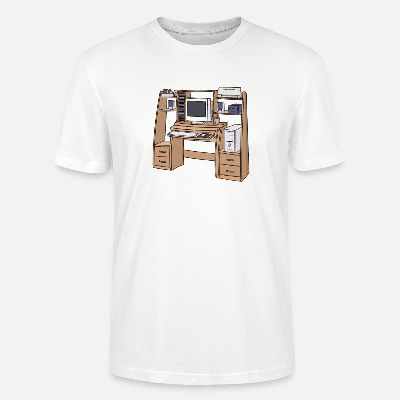 Retro-Computerschreibtisch-Setup 90er 2000er Nostalgie - Stanley/Stella Unisex Bio-T-Shirt CRAFTER - Weiß