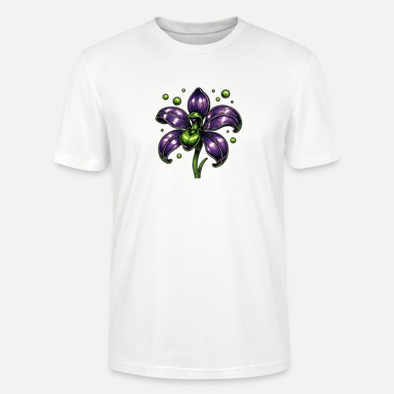 Lila Orchidee Blume Botanik - Stanley/Stella Unisex Bio-T-Shirt CRAFTER - Weiß