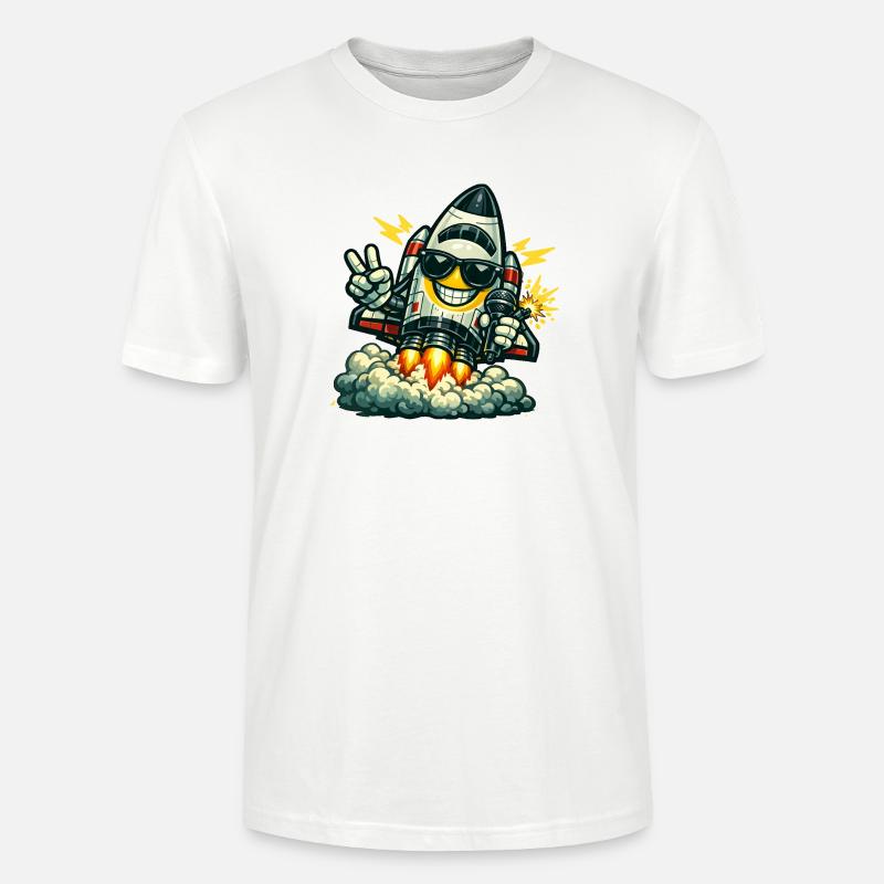 Canard Fusée Spatiale avec Micro - T-shirt bio CRAFTER Stanley Stella Unisexe - blanc