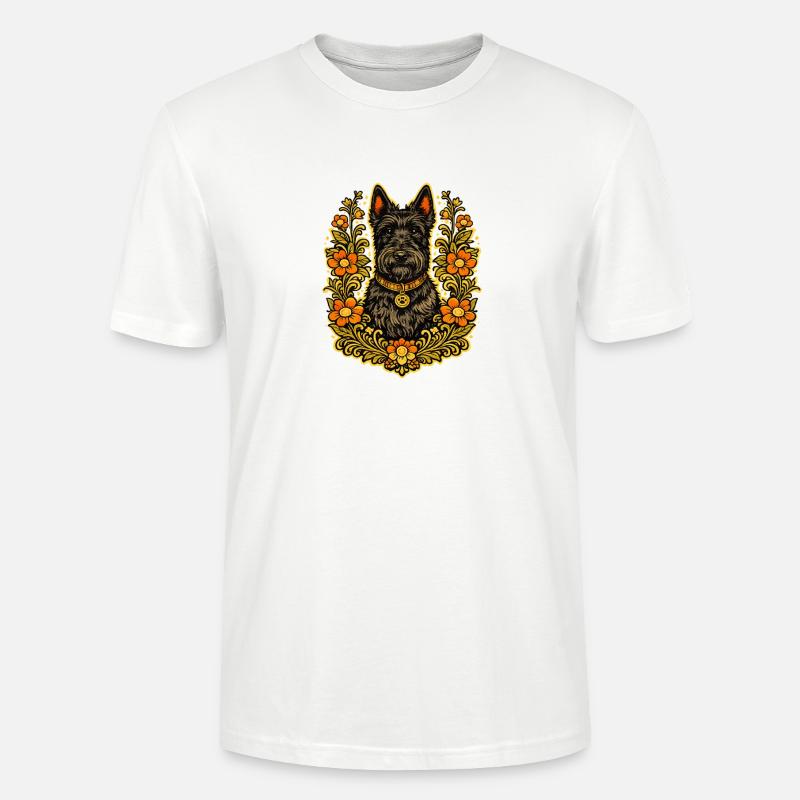 Floral Frame Scottish Terrier - Stanley/Stella Unisex Bio-T-Shirt CRAFTER - Weiß