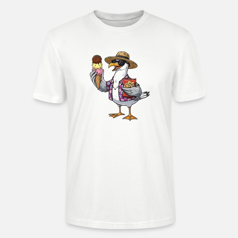 Lustige Strandmöwe Mit Eistüte - Stanley/Stella Unisex Bio-T-Shirt CRAFTER - Weiß