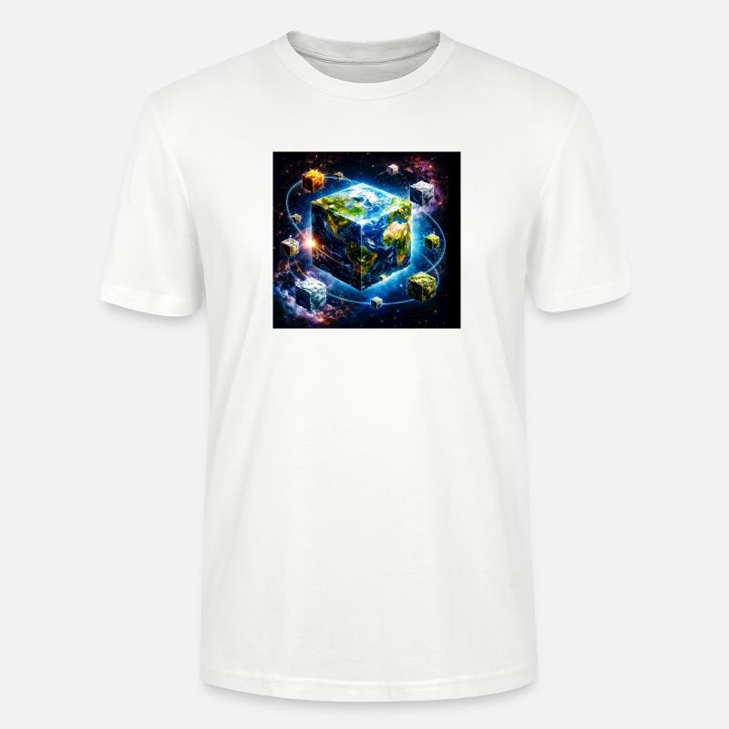 Cube terrestre dans l’espace - T-shirt bio CRAFTER Stanley Stella Unisexe - blanc
