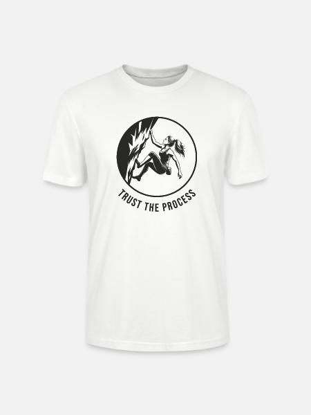 Starkes Mädchen bouldert am Fels trust the process - Stanley/Stella Unisex Bio-T-Shirt CRAFTER - Weiß