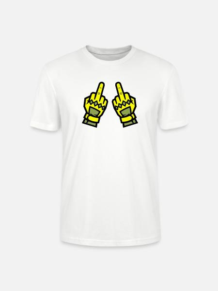 Zwei Mittelfinger Handschuhe Gelb Symbol - Stanley/Stella Unisex Bio-T-Shirt CRAFTER - Weiß